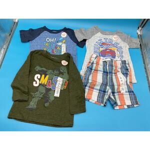 Jumping Beans 2T Boys Lot of 4 Marvel Hulk Hot Wheels Plaid Shorts NWT